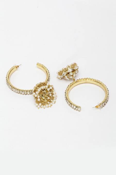 Buy_Bijoux By Priya Chandna_Gold Plated Crystals Embellished Jhumka Hoops _Online_at_Aza_Fashions