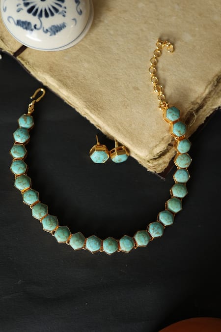 Do Taara Firoza Stone Embellished Choker Set 