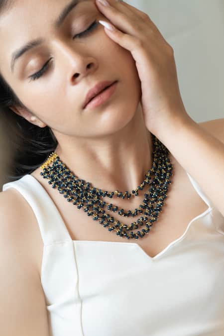 Do Taara Onyx Tassel Layered Necklace 