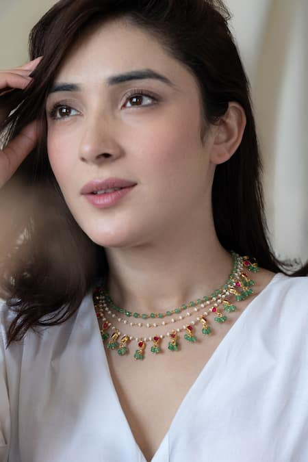 Do Taara Onyx Kundan Embellished Layered Necklace 