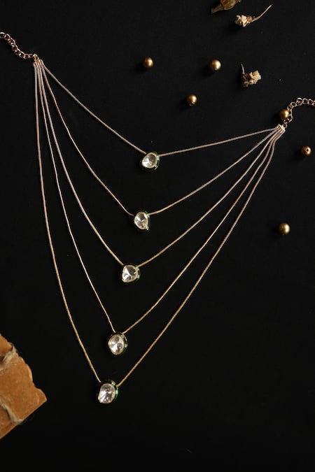 Do Taara Polki Embellished Layered Chain Necklace 