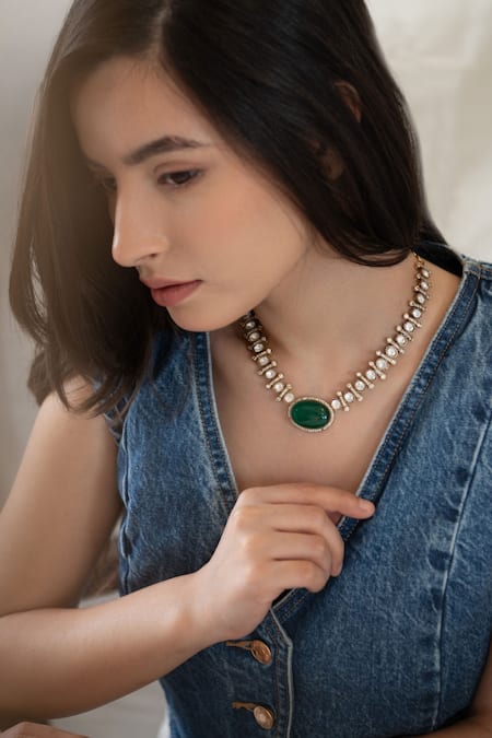 Do Taara Victorian Polki Stone Studded Choker Set