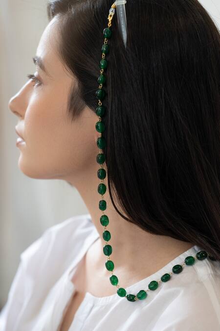 Do Taara_Green Natural Stone Eyewear Chain _Online_at_Aza_Fashions