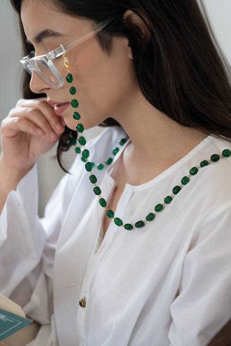 Buy_Do Taara_Green Natural Stone Eyewear Chain _Online_at_Aza_Fashions