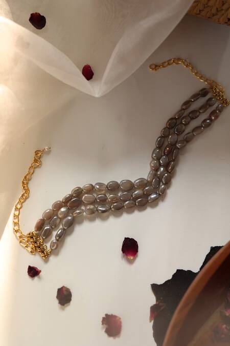 Shop_Do Taara_Grey Moon Stone Embellished Choker _Online_at_Aza_Fashions