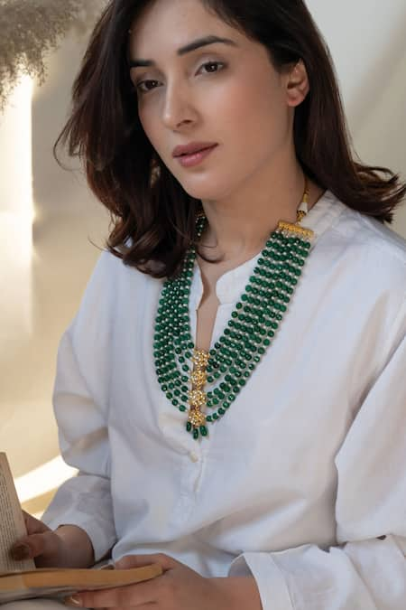 Do Taara Green Kundan Studded Layered Necklace 