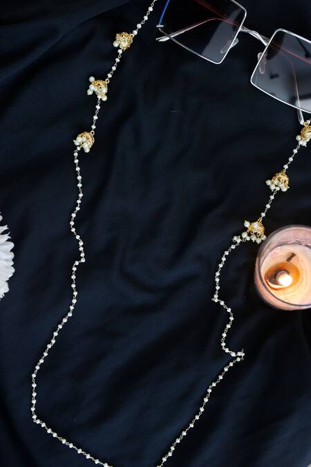 Buy_Do Taara_Gold Plated Pearl Studded Eyewear Sling _Online_at_Aza_Fashions