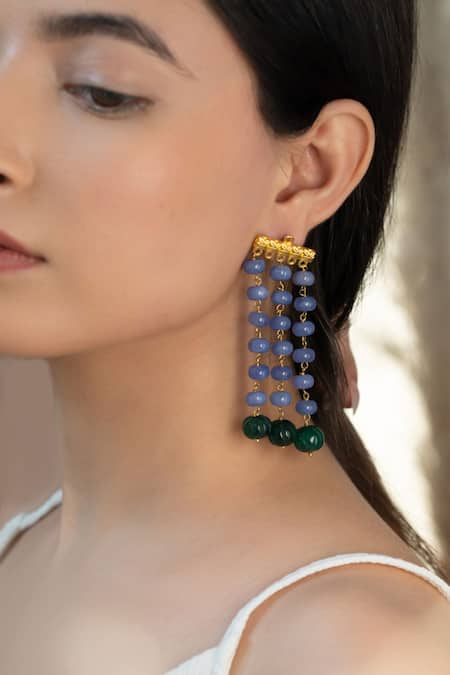 Do Taara Purple Natural Stone Studded Earrings 