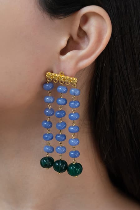 Do Taara_Purple Crystals, Stones Natural Studded Earrings _Online_at_Aza_Fashions