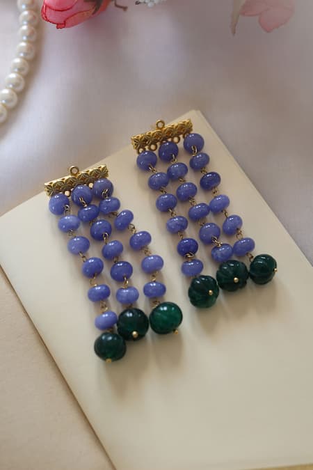 Buy_Do Taara_Purple Crystals, Stones Natural Studded Earrings _Online_at_Aza_Fashions