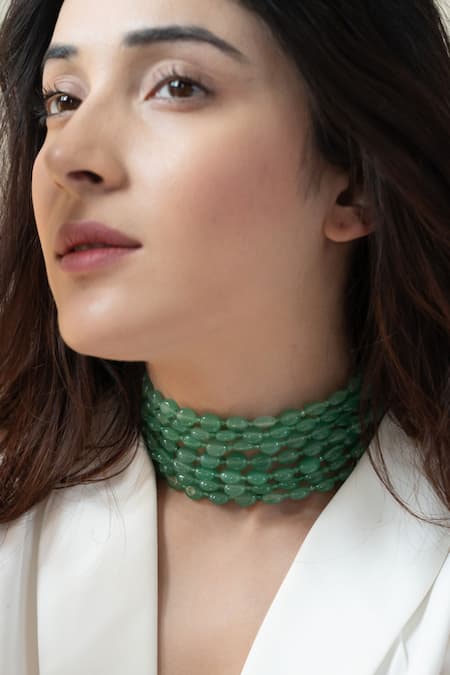 Do Taara Green Stone Onyx Studded Choker 