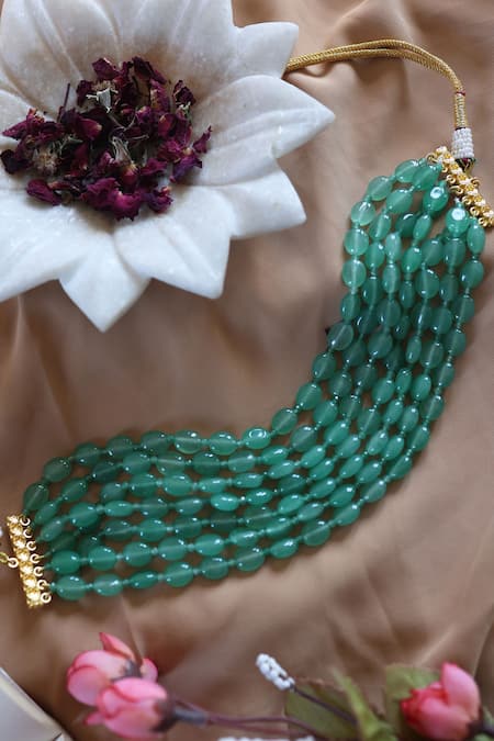 Do Taara_Green Onyx Stone Studded Choker _Online_at_Aza_Fashions