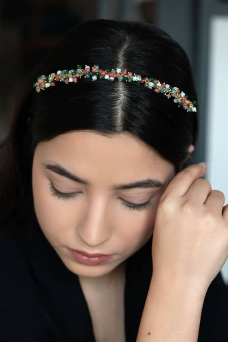 Do Taara Multi Color Onyx Embellished Headband 