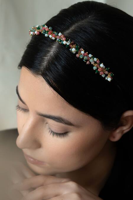 Do Taara_Multi Color Onyx Multicolor Embellished Headband _Online_at_Aza_Fashions