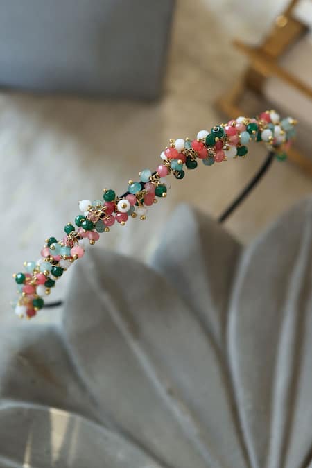 Shop_Do Taara_Multi Color Onyx Multicolor Embellished Headband _Online_at_Aza_Fashions