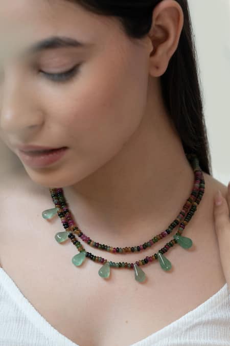 Do Taara Multi Color Tourmaline Stone Embellished Necklace 