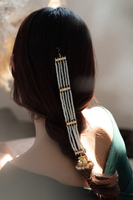 Do Taara Kundan & Pearl Embellished Braid Pin 