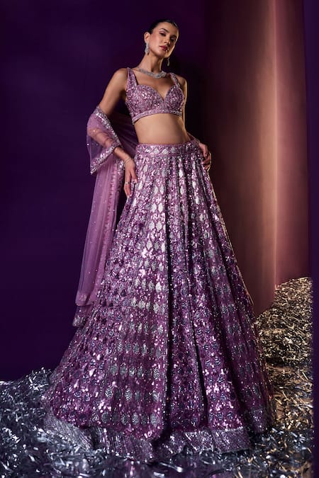 Angad Singh Geometric Embroidered Lehenga Set 