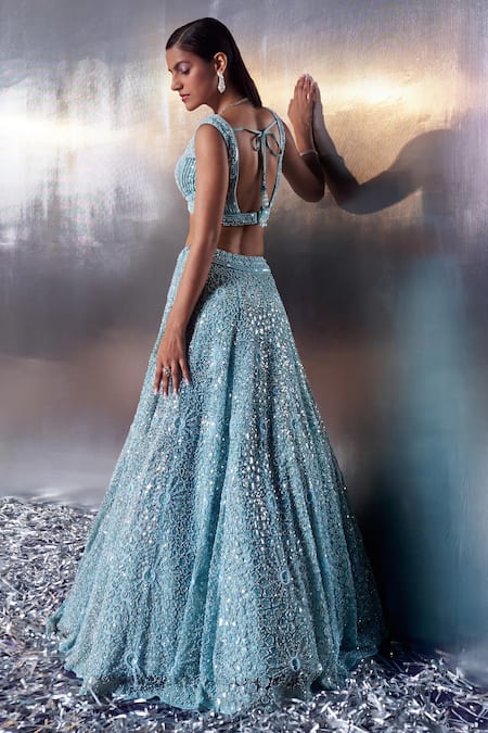 Angad Singh Pearl Embroidered Bridal Lehenga Set 