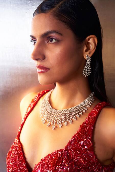 Buy Angad Singh Red Net Crystals, Pearls, Sequins, Glass Bead Embroidered Bridal Lehenga Set Buy_Angad Singh_Red Net Crystals, Pearls, Sequins, Glass Bead Embroidered Bridal Lehenga Set