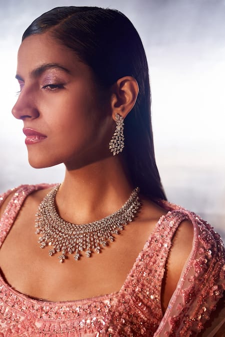 Buy_Angad Singh_Pink Net Sequins, Crystals, Beads Square Mughal Embroidered Bridal Lehenga Set _Online_at_Aza_Fashions