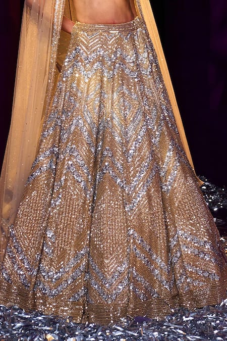 Angad Singh Gold Net Sequins, Crystals, Zari, Beads Chevron Pattern Bridal Lehenga Set Online at Aza Fashions Angad Singh_Gold Net Sequins, Crystals, Zari, Beads Chevron Pattern Bridal Lehenga Set _Online_at_Aza_Fashions