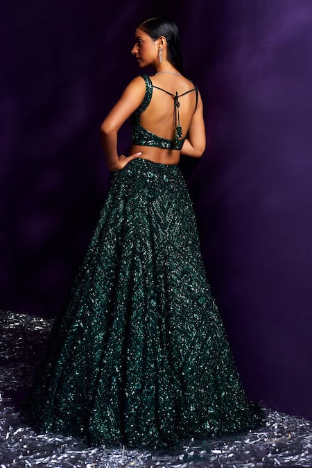 Angad Singh Sequin Cutwork Embroidered Bridal Lehenga Set 