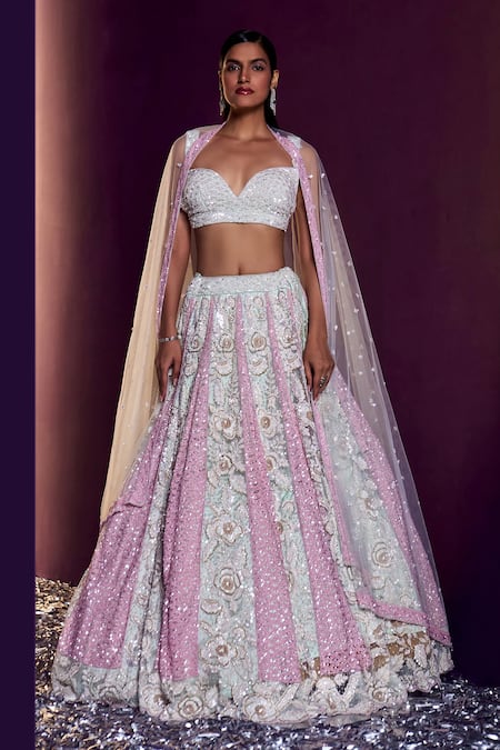 Angad Singh Scallop Embroidered Bridal Lehenga Set 