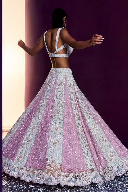 Angad Singh Scallop Embroidered Bridal Lehenga Set 