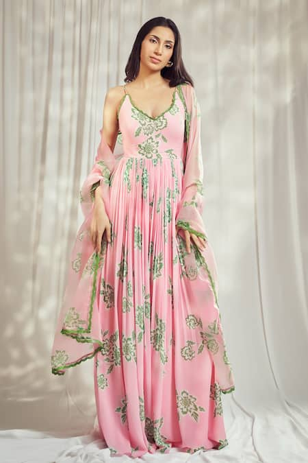 Harshita Singhvi Flora Bloom Print Anarkali With Dupatta 