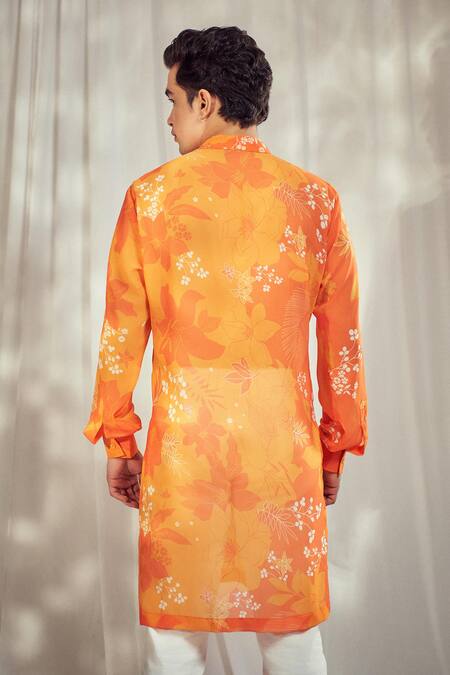 Buy Harshita Singhvi Yellow Georgette Bloom Garden Print Kurta Online at Aza Fashions Buy_Harshita Singhvi_Yellow Georgette Bloom Garden Print Kurta _Online_at_Aza_Fashions