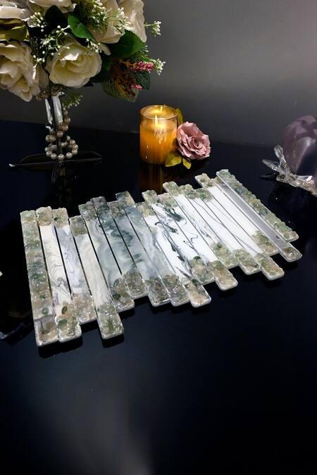 The Bling Edit Green Acrylic, Polymers High Low Stone Studded Tray
