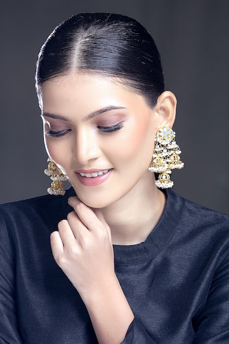 Moh-Maya by Disha Khatri Gold Plated Pearl Embellished Earrings 