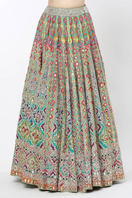 Abhinav Mishra Multi Color Cotton Zari, Embroidery Begum Lehenga Kurta Set at Aza Fashions Abhinav Mishra_Multi Color Cotton Zari, Embroidery Begum Lehenga Kurta Set_at_Aza_Fashions