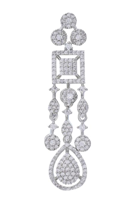 Moh-Maya By Disha Khatri_Silver Plated Zari Zircon Embellished Necklace Set _Online_at_Aza_Fashions