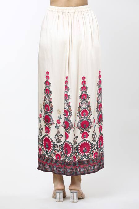 Shop_Rajdeep Ranawat_Beige Cotton Bukhara Surilee Draped Skirt _Online_at_Aza_Fashions