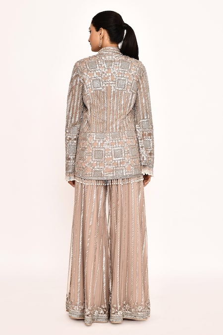 Eeksha Metallic Embroidered Blazer & Sharara Set 