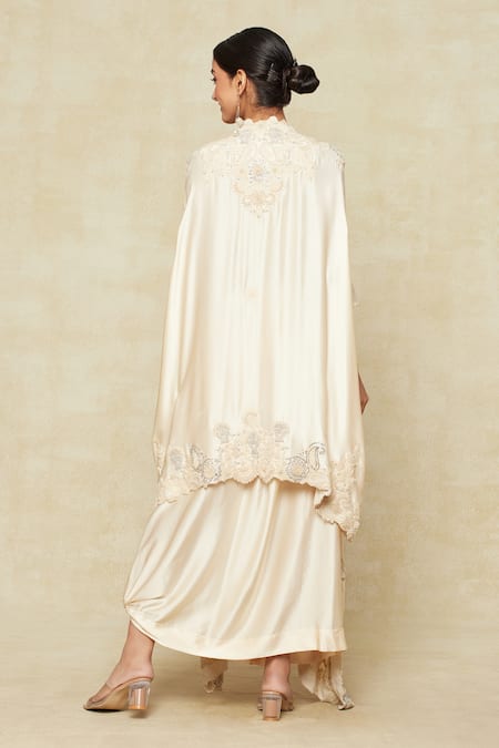 Anamika Khanna Paisley Embroidered Kaftan & Draped Skirt Set 