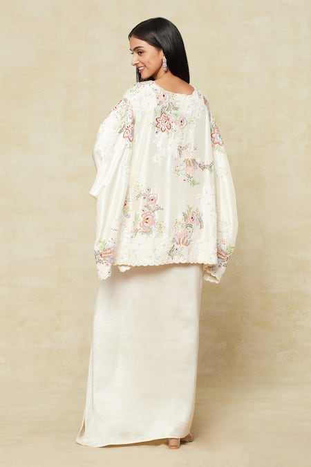 Anamika Khanna Embroidered Cape Top & Skirt Set 