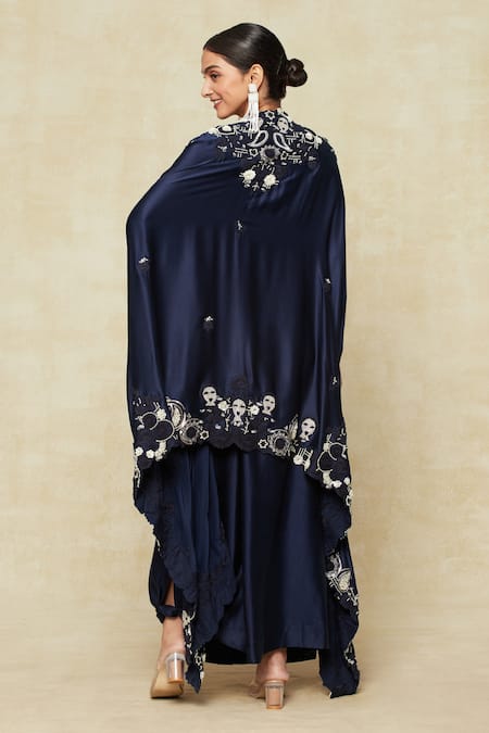 Anamika Khanna Paisley Embroidered Cape & Draped Skirt Set 