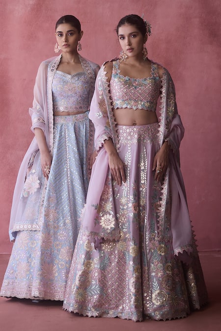Buy SUHINO Purple Silk, Cotton, Organza Gota Patti, Gul Bloom Embroidered Lehenga Set Buy_SUHINO_Purple Silk, Cotton, Organza Gota Patti, Gul Bloom Embroidered Lehenga Set