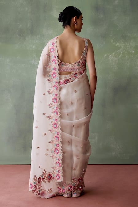 SUHINO Flora Resham Patchwork Saree With Blouse 