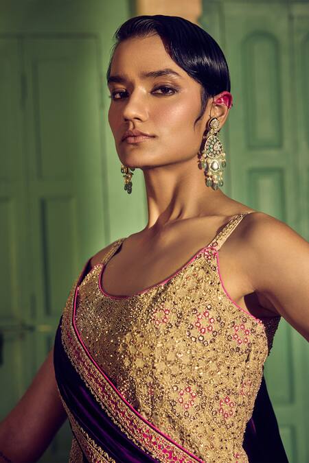 Shop Punit Balana Gold Tissue, Silk, Organza Embroidery, Mirrors Noor Resham Kurta Gharara Set Online at Aza Fashions Shop_Punit Balana_Gold Tissue, Silk, Organza Embroidery, Mirrors Noor Resham Kurta Gharara Set _Online_at_Aza_Fashions