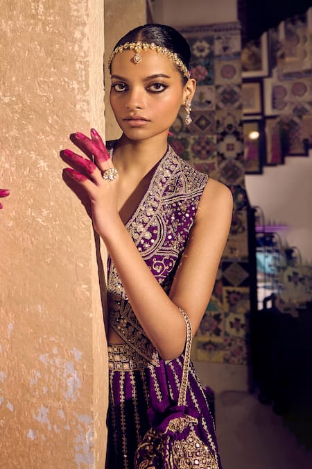 Punit Balana Amber Sequin Embroidered Koti & Skirt Set 