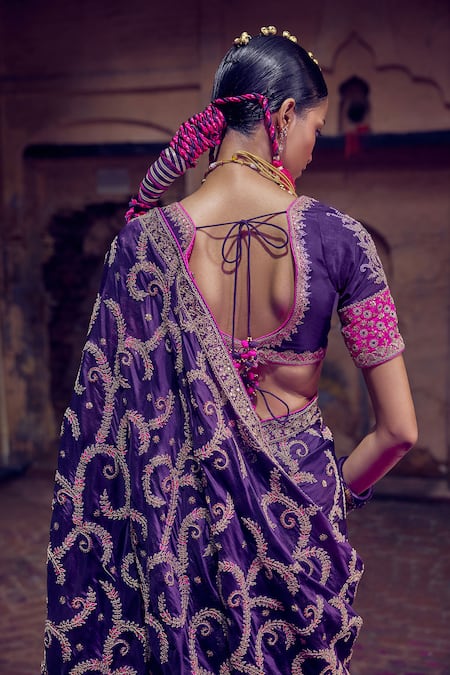 Punit Balana Mughal Marodi Embroidered Saree With Blouse 