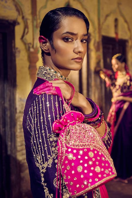 Punit Balana Pink Satin, Silk Embroidery, Mirrors Rani Sa Neckline Anarkali With Jacket at Aza Fashions Punit Balana_Pink Satin, Silk Embroidery, Mirrors Rani Sa Neckline Anarkali With Jacket _at_Aza_Fashions