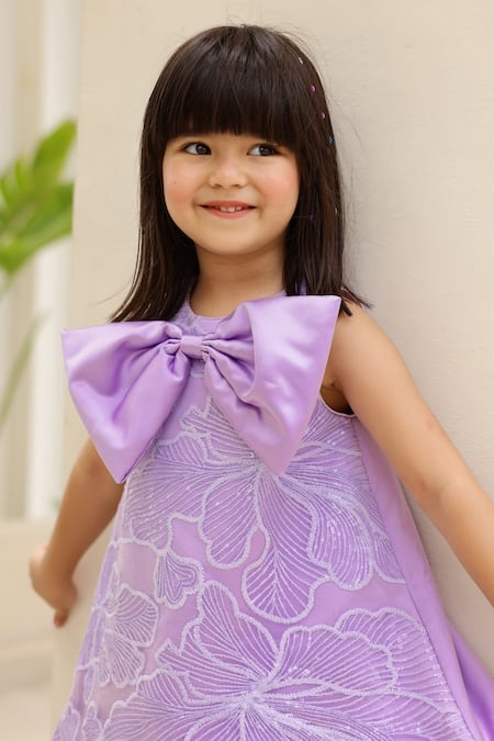 Shop_Janyas Closet_Purple Satin, Shantoon Sequins Floral Embellished Dress_Online_at_Aza_Fashions