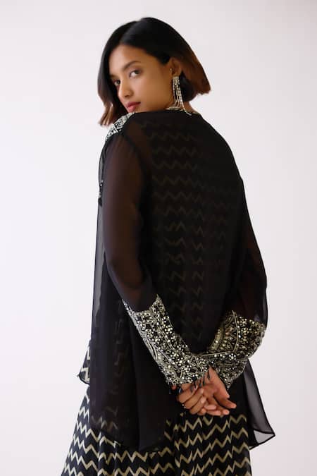 Basanti - Kapde Aur Koffee Mirror Embroidered Jacket & Sharara Set 