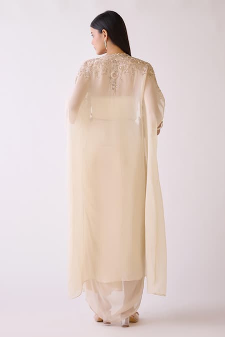 Basanti - Kapde Aur Koffee Floral Embroidered Cape & Skirt Set 