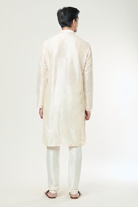 Shop Arihant Rai Sinha White Brocade, Silk Embroidery Placket Kurta And Churidar Pant Set at Aza Fashions Shop_Arihant Rai Sinha_White Brocade, Silk Embroidery Placket Kurta And Churidar Pant Set _at_Aza_Fashions